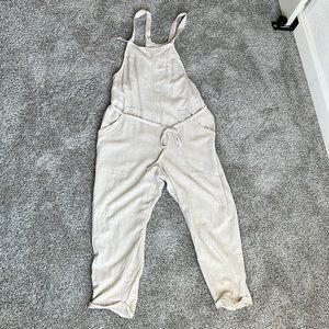Linen Overall in a Cream Color Size Medium